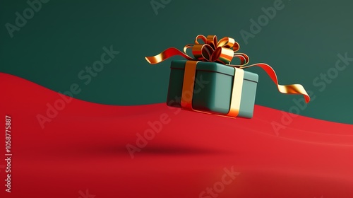 3D Festive Gift Box with Ribbon for Christmas Celebration