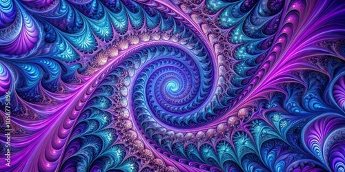 swirling vortex of purple and blue colors with intricate patterns and shapes, cosmic interior, abstract art, neon glow, spacey patterns