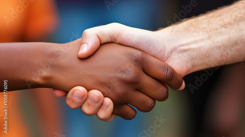 A handshake between diverse coworkers, symbolizing the impact of anti-discrimination efforts on workplace harmony