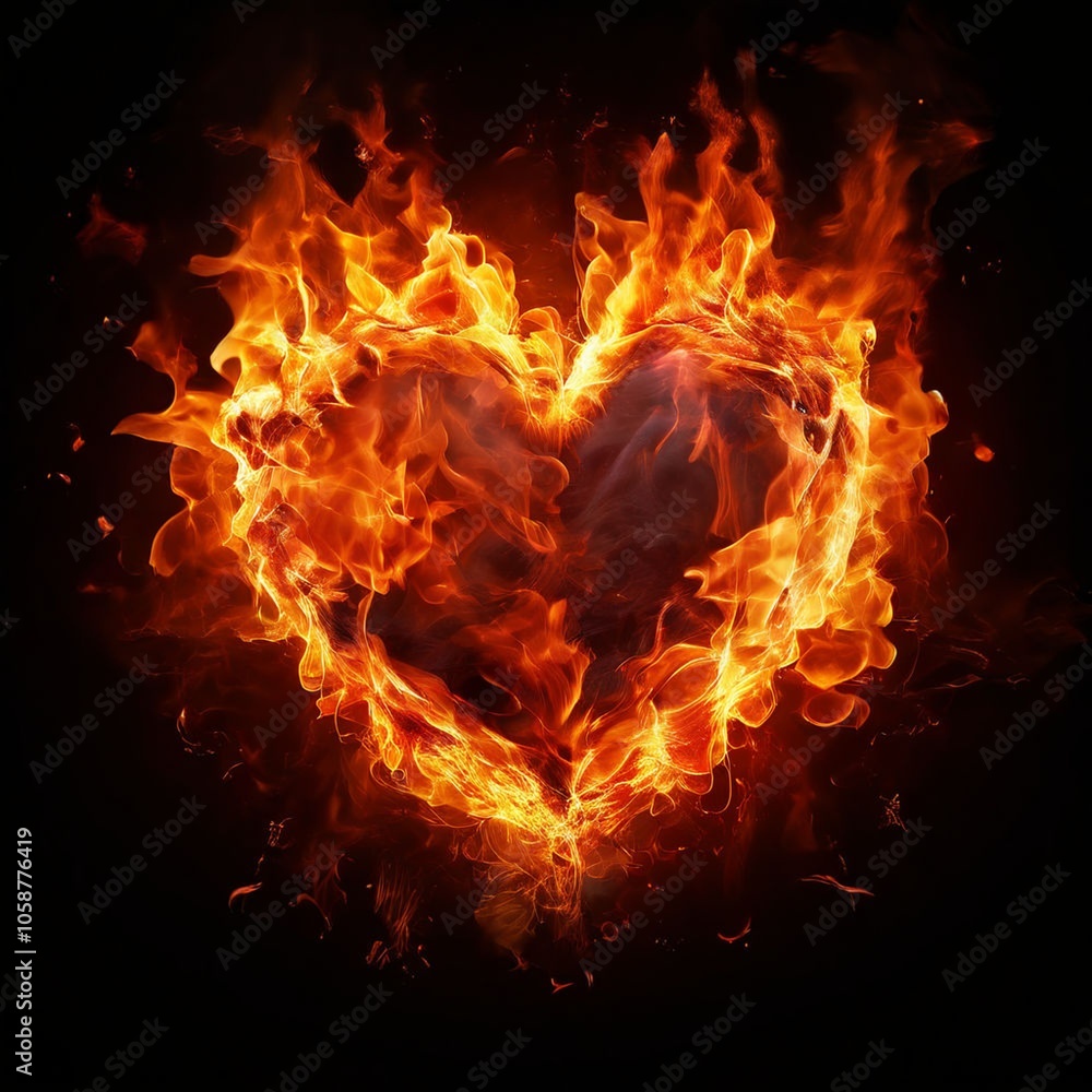 Fototapeta premium burning heart on black. Generative AI (생성형 AI)