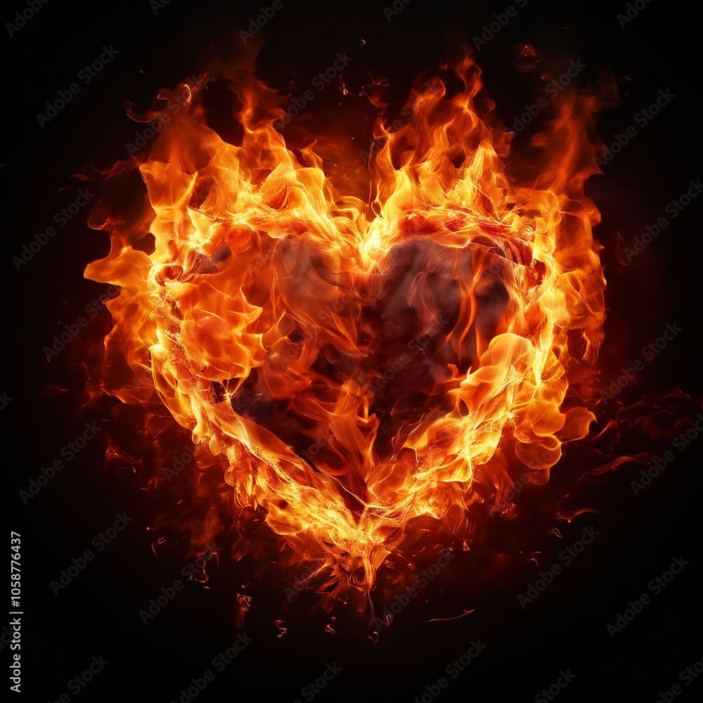 Fototapeta premium burning heart on black. Generative AI (생성형 AI)