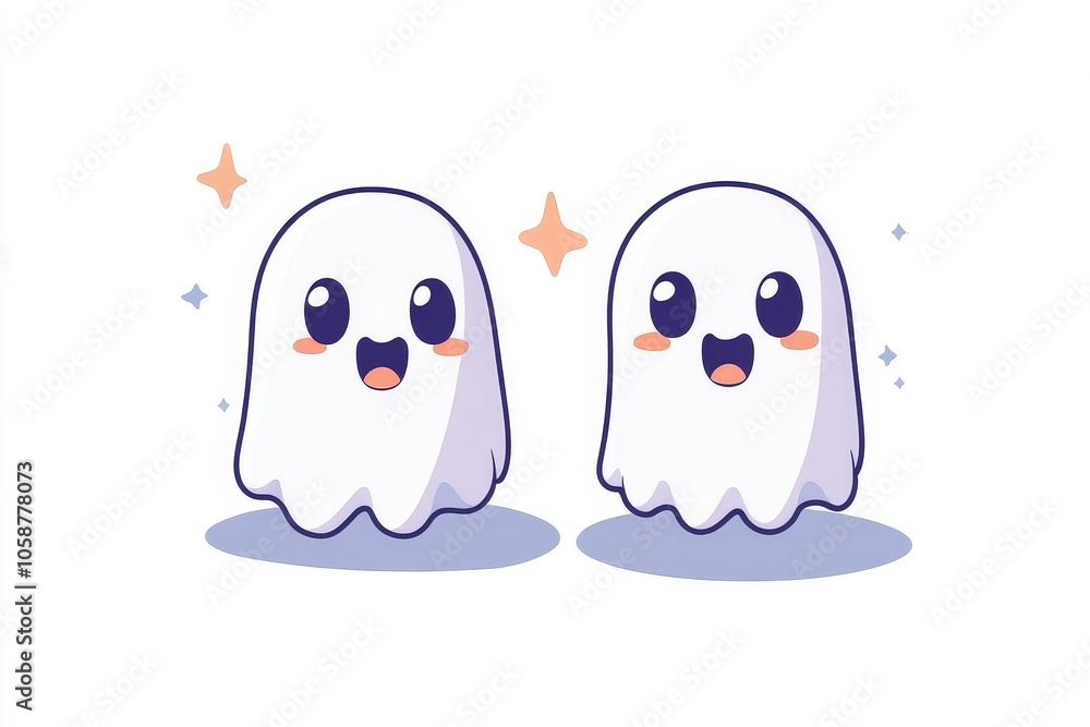 Adorable cartoon ghosts bringing joy and cheer, designed in a playful and enchanting style to capture the imagination of all ages. Adorable cartoon ghosts bringing joy and cheer, designed in a playful and enchanting style to capture the imagination of all ages.