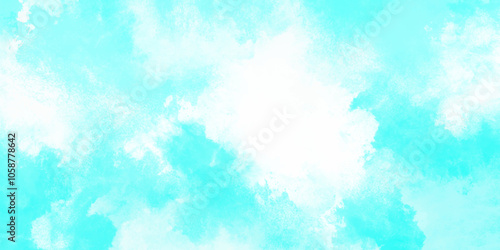 Abstract light blue watercolor cloudiness, mist, or smog background. light blue sky with white background and blurred pattern. Vivid textured aquarelle painted art design background.