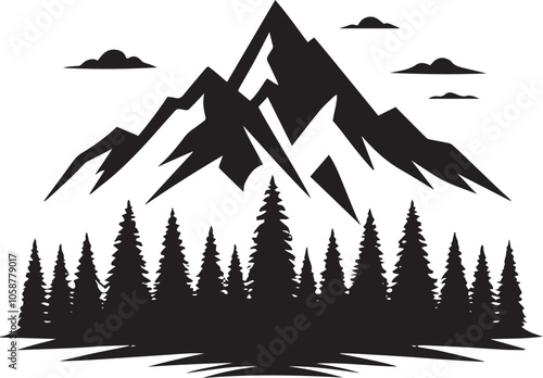 illustration of a mountain landscape with trees