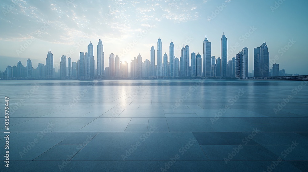 Manhattan, Dubai, Shanghai, and Hong Kong City Centers with Platforms, Roads, Parking Lots, and Brick Pavements for Car Advertisement Background Manhattan, Dubai, Shanghai, and Hong Kong City Centers with Platforms, Roads, Parking Lots, and Brick Pavements for Car Advertisement Background
