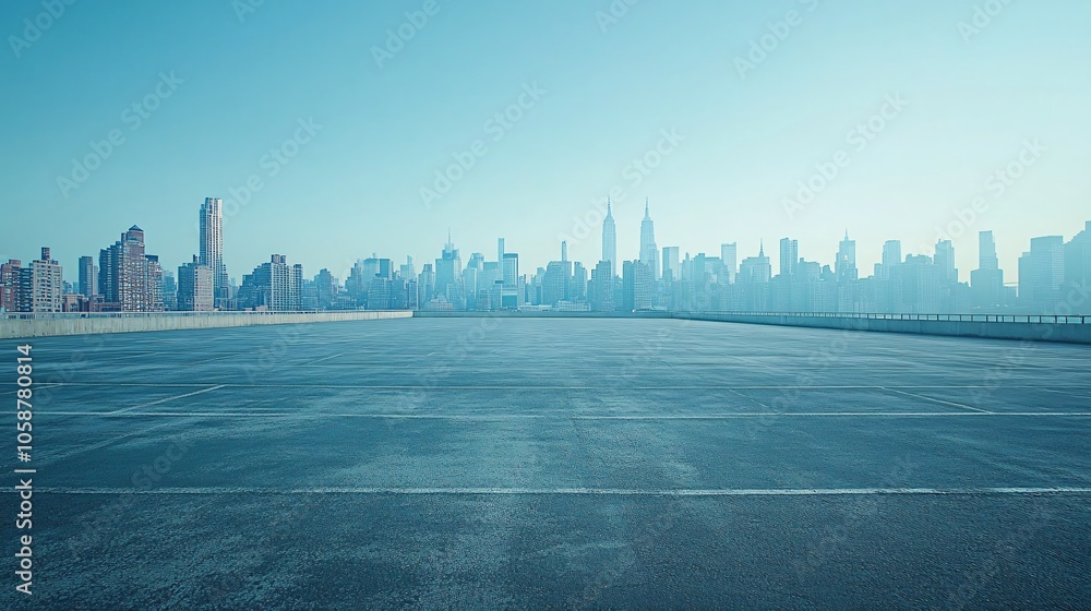 Manhattan, Dubai, Shanghai, and Hong Kong City Centers with Platforms, Roads, Parking Lots, and Brick Pavements for Car Advertisement Background Manhattan, Dubai, Shanghai, and Hong Kong City Centers with Platforms, Roads, Parking Lots, and Brick Pavements for Car Advertisement Background
