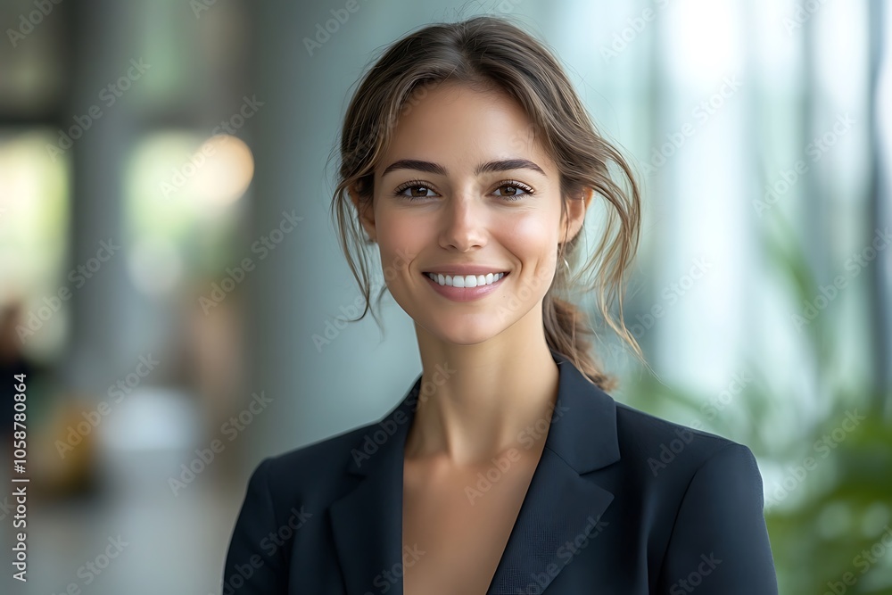 Happy Successful Businesswoman Portrait in Office Setting Happy Successful Businesswoman Portrait in Office Setting