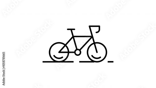Bicycle animated line icon. Black color line icon animation. 4K video with transparent background