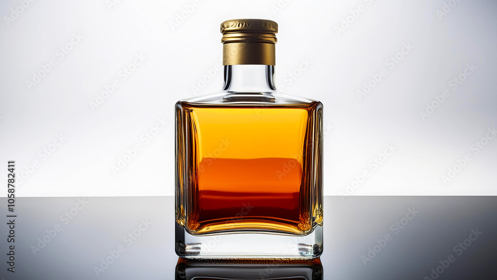 Whiskey Glass Bottle Isolated on White Background. Whiskey Glass Bottle Isolated on White Background.