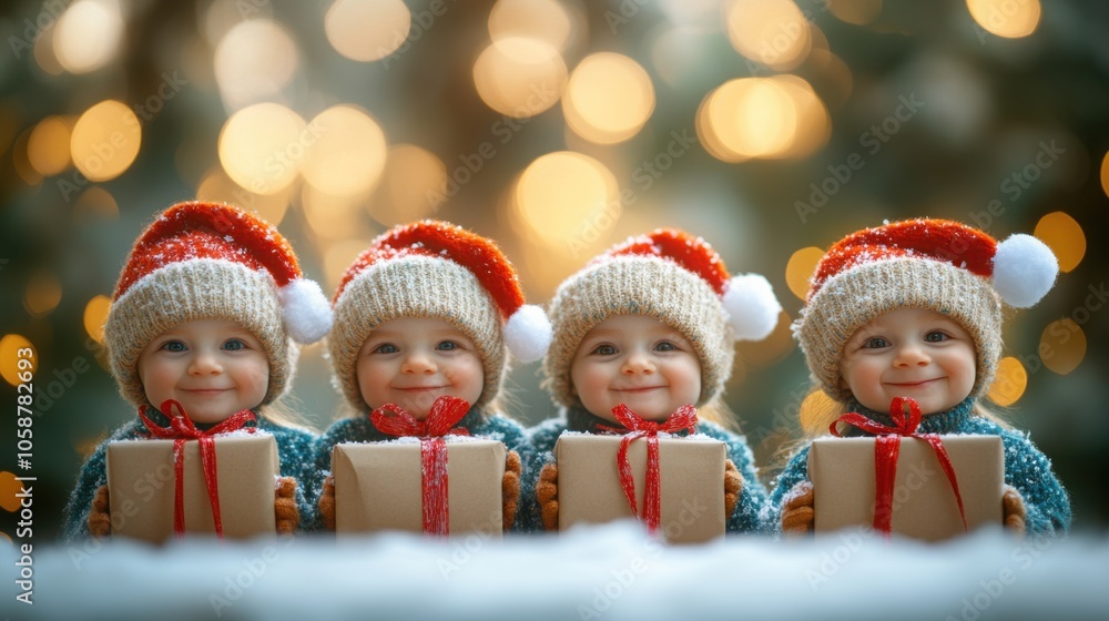 Merry elves create festive gifts for Santa's exciting Christmas night at the North Pole workshop in the joyful holiday season Merry elves create festive gifts for Santa's exciting Christmas night at the North Pole workshop in the joyful holiday season