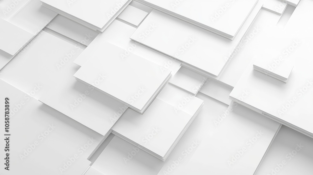 Abstract 3D white geometric background with overlapping layers Abstract 3D white geometric background with overlapping layers