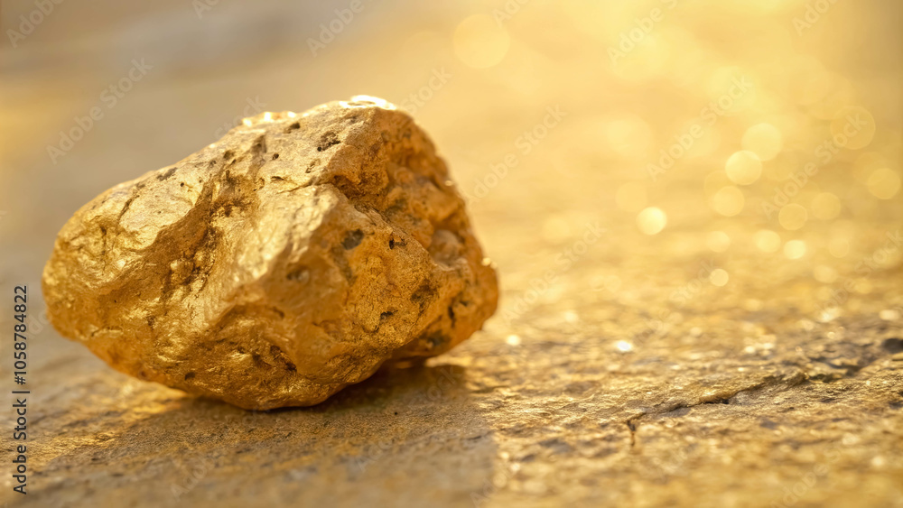 A single, golden nugget, a symbol of wealth and value, rests on a textured surface, illuminated by warm sunlight, casting a soft, shimmering glow. A single, golden nugget, a symbol of wealth and value, rests on a textured surface, illuminated by warm sunlight, casting a soft, shimmering glow.