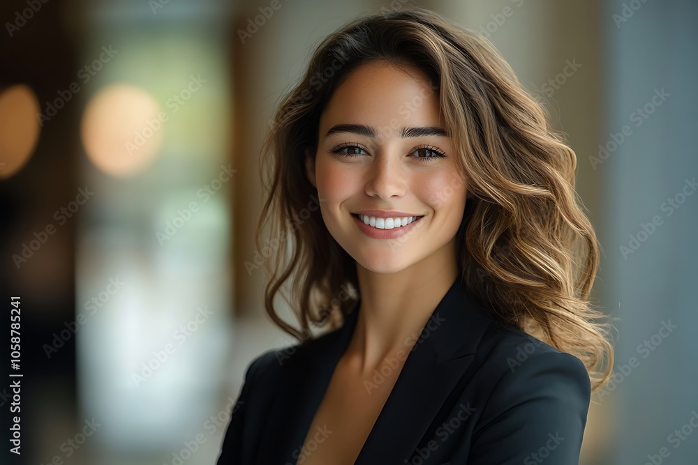 Professional Woman with Long Hair and Freckles Smiling Professional Woman with Long Hair and Freckles Smiling