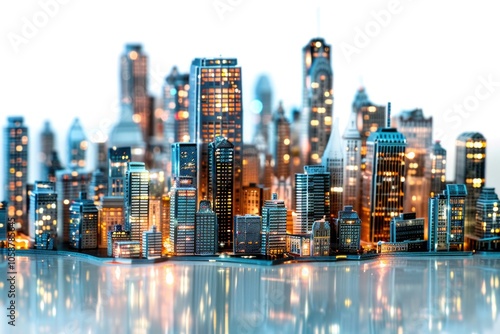 Urban landscape with many high-rise buildings, suitable for use in presentations about cities or architecture #1058785645