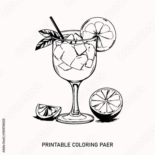 Sketch Hand drawn single line art line drawing cocktails day printable coloring pageSketch Hand drawn single line art line drawing cocktails day printable coloring page