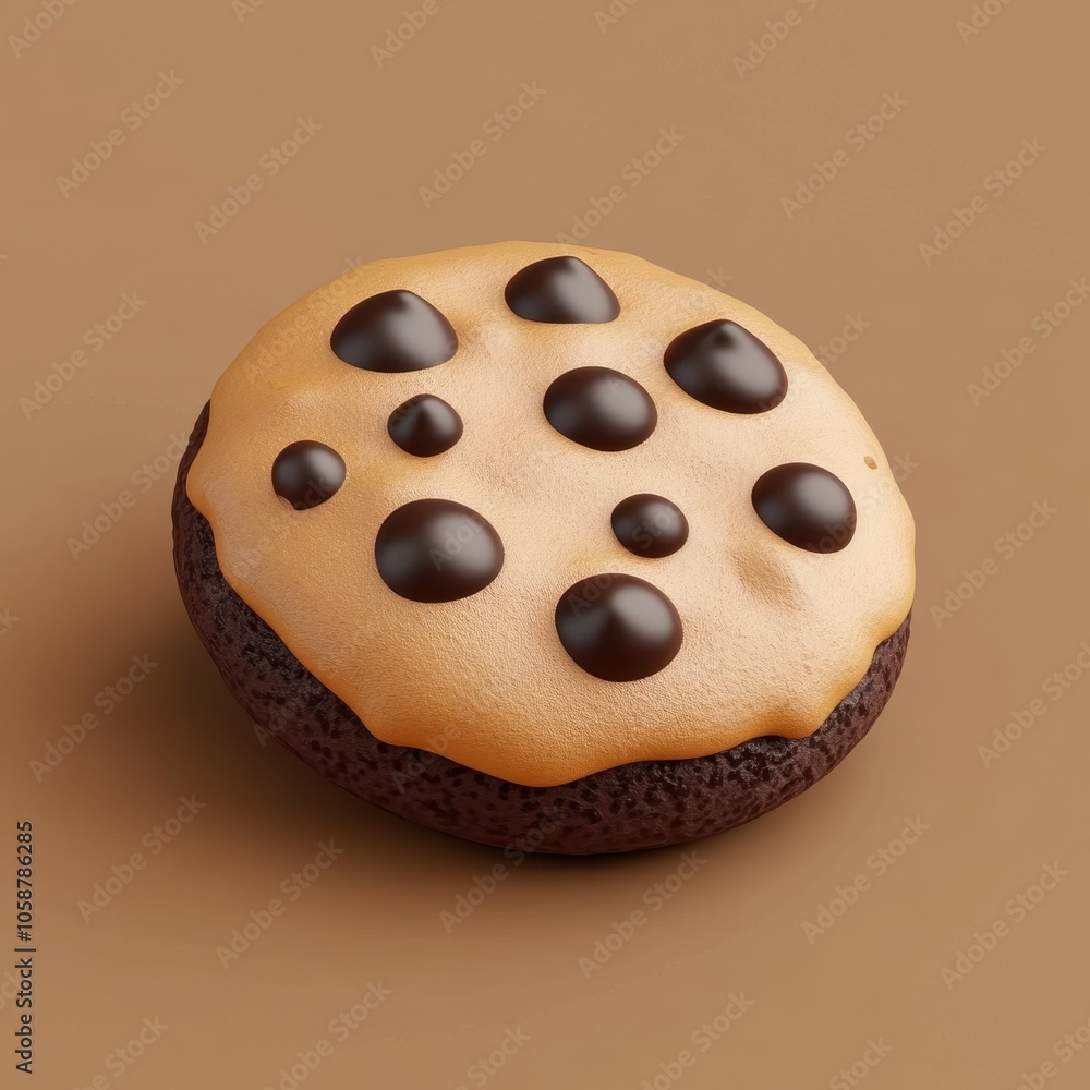 Fototapeta premium Delightful Chocolate Chip Cookie on Beige Background