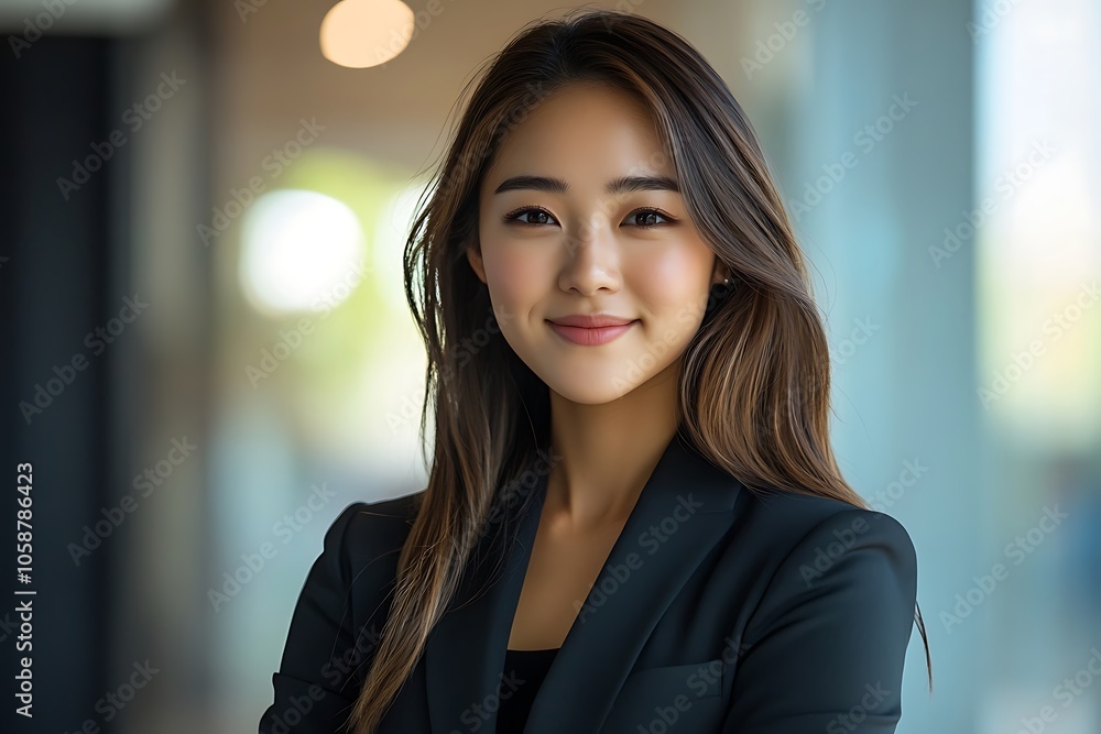 Smiling Asian Businesswoman in Professional Attire1 Smiling Asian Businesswoman in Professional Attire1