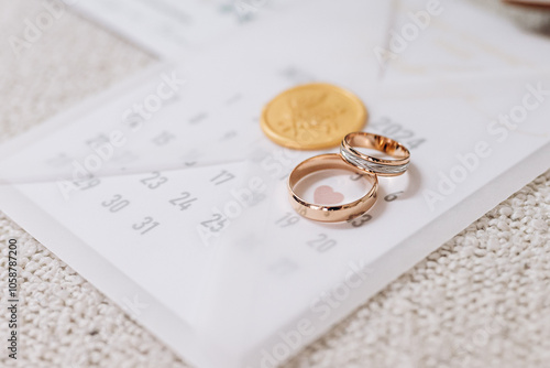 wedding rings on a book