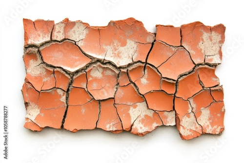 A piece of red clay with cracks photo