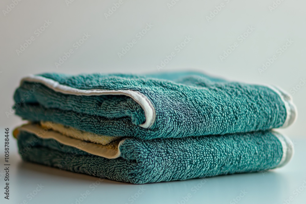 Cozy folded towels in calming colors create a serene ambiance. Perfect for a spa or bathroom setting. Soft textures and soothing hues enhance relaxation. Generative AI. Cozy folded towels in calming colors create a serene ambiance. Perfect for a spa or bathroom setting. Soft textures and soothing hues enhance relaxation. Generative AI.