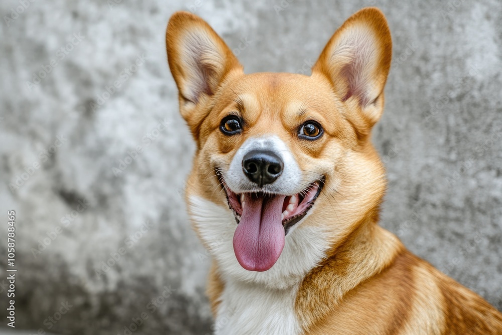 A close-up shot of a happy dog showing off its tongue A close-up shot of a happy dog showing off its tongue