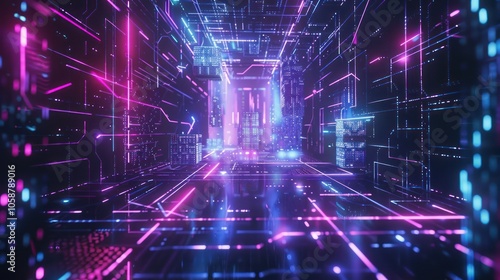 Neon Cityscape in a Digital Realm
