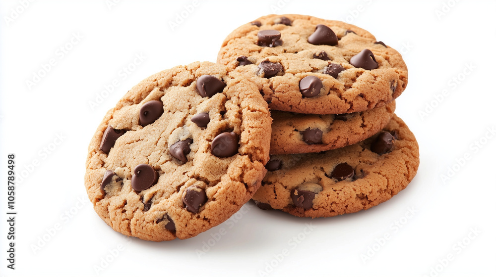Stack of chocolate chip cookies isolated on white. National Cookie Day.