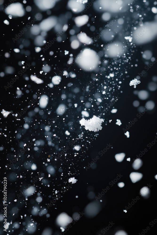 A picture of snowflakes falling from the sky, taken in monochrome A picture of snowflakes falling from the sky, taken in monochrome