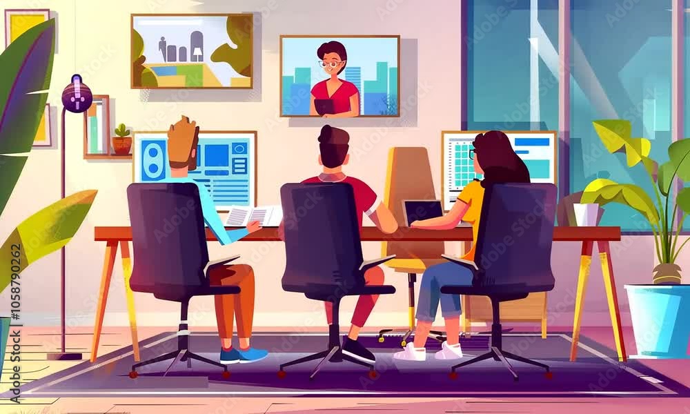 A group of individuals in a modern workspace engaged in a collaborative activity. A group of individuals in a modern workspace engaged in a collaborative activity.