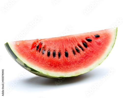 Vibrant Watermelon Slice on Clean White Background with Copy Space