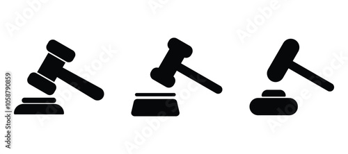 Gavel icon set. judge gavel icon vector. auction hammer. Court tribunal symbol vector.