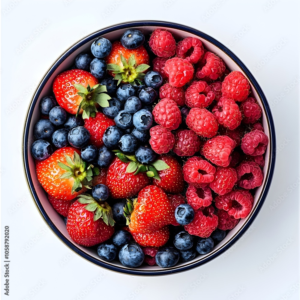 Vibrant Assortment of Berries in a Bowl on White Background Vibrant Assortment of Berries in a Bowl on White Background