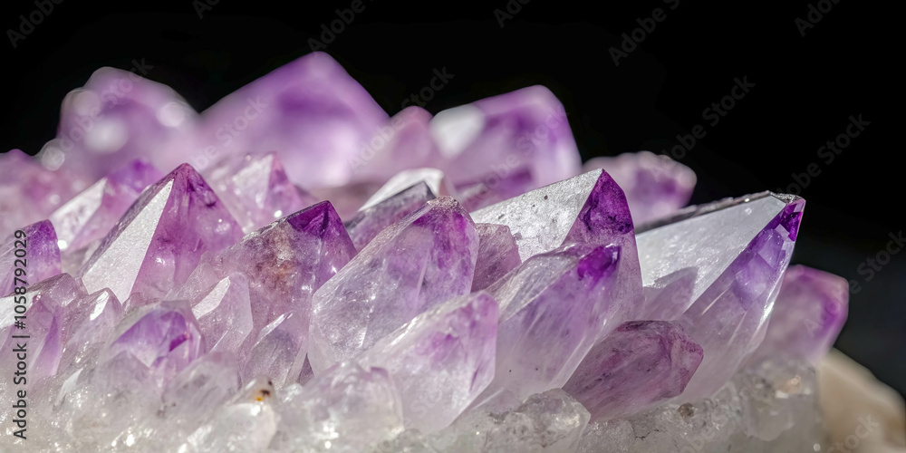A symphony of delicate purple crystals, each facet catching the light, creating a mesmerizing display of natural beauty. A symphony of delicate purple crystals, each facet catching the light, creating a mesmerizing display of natural beauty.