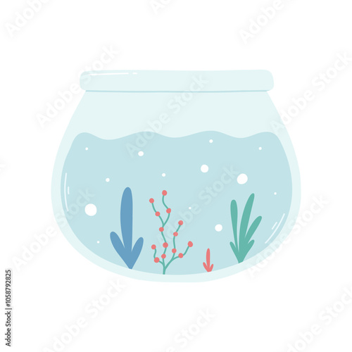 Vector illustration of a round aquarium.