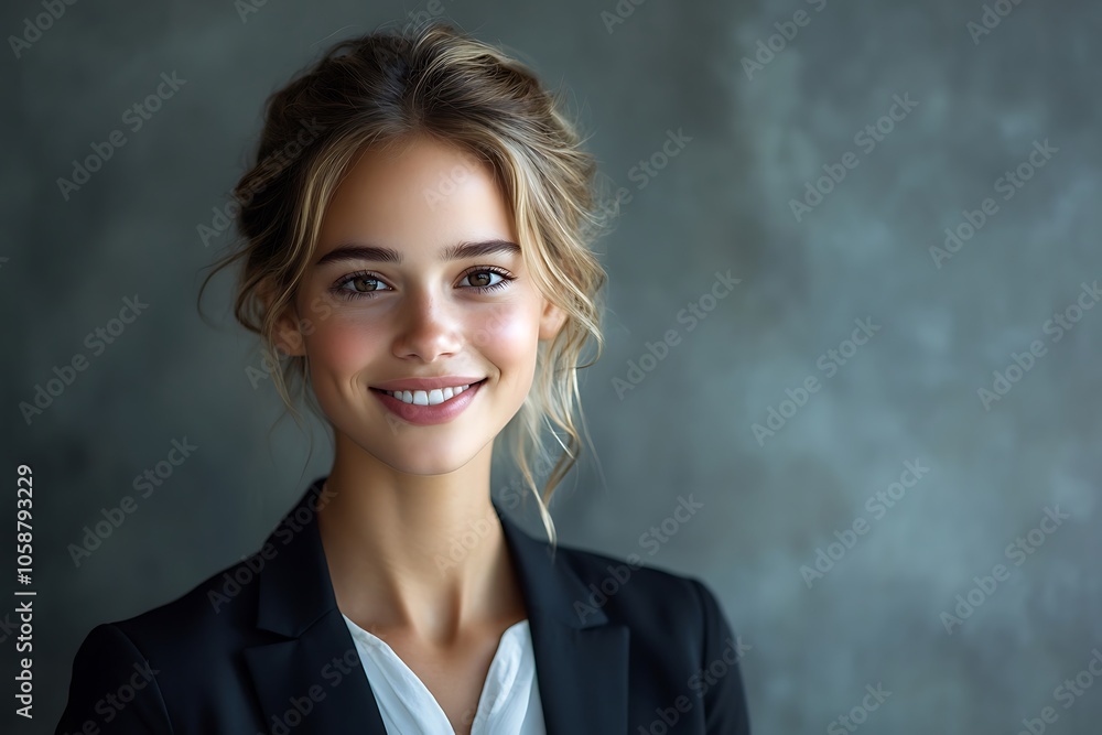 Professional Woman Headshot - Smiling and Confident Against Concrete Wall Professional Woman Headshot - Smiling and Confident Against Concrete Wall