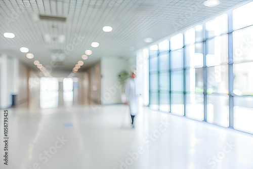Blurred Hospital Corridor – A Bright and Modern Medical Environment
