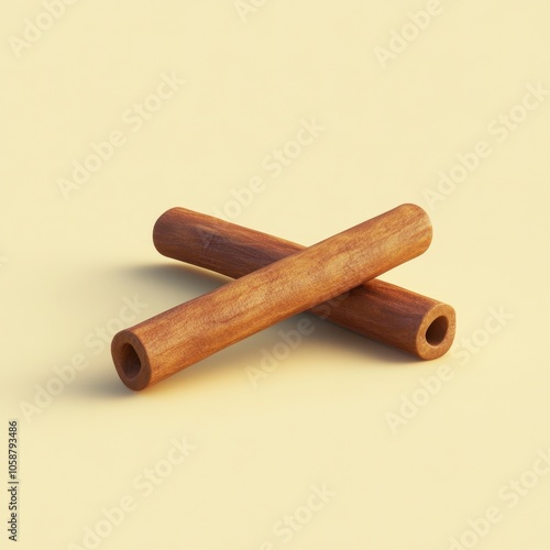 Warm Cinnamon Sticks on a Soft Yellow Background photo