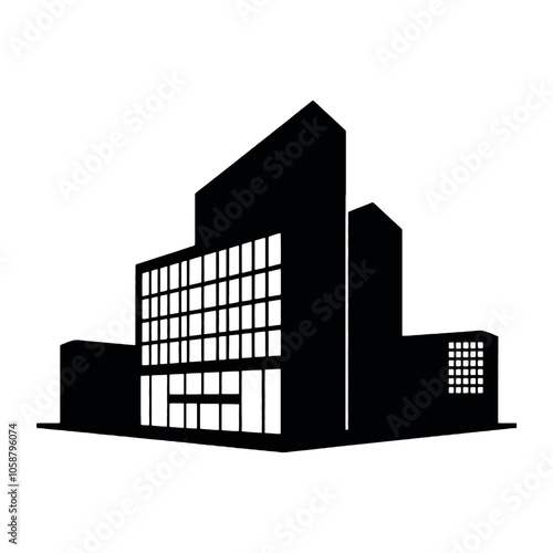 a building logo vector silhouette, a modern shape building logo concept