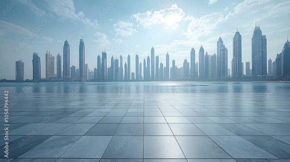Urban Center in Manhattan and Dubai Featuring Pathways, Parking, and Road for Automotive Advertising Urban Center in Manhattan and Dubai Featuring Pathways, Parking, and Road for Automotive Advertising