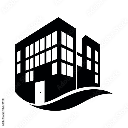 a building logo vector silhouette, a modern shape building logo concept