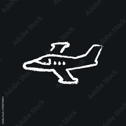 Fast aircraft chalk icon. Thin line customizable illustration. Contour symbol. Vector isolated outline drawing.