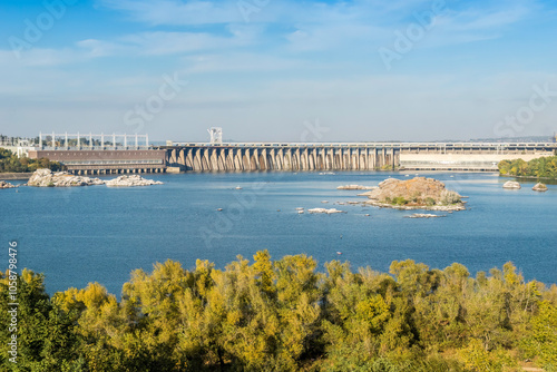 Dnipro Hydroelectric Power Plant in Zaporizhia, Ukraine