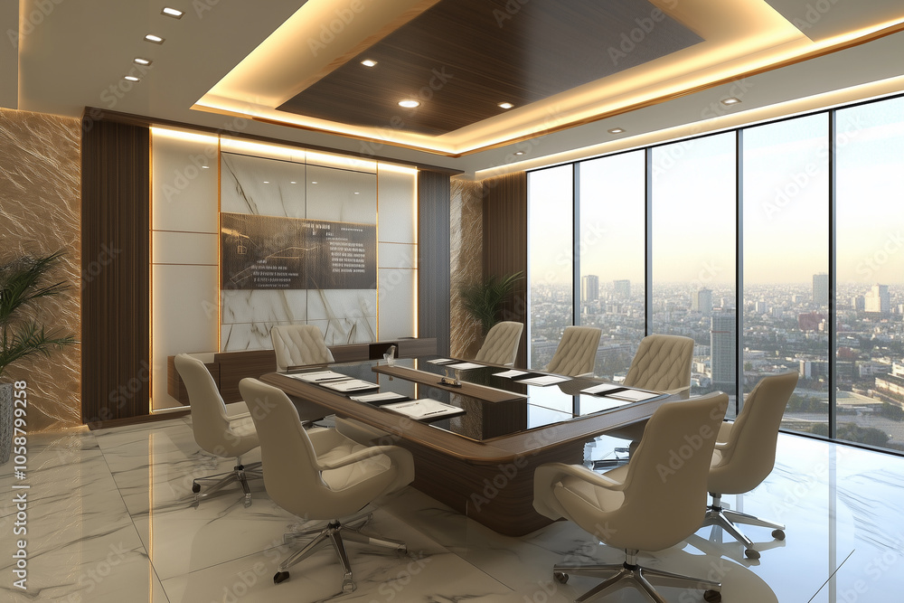 Office interior with meeting table and chairs Office interior with meeting table and chairs