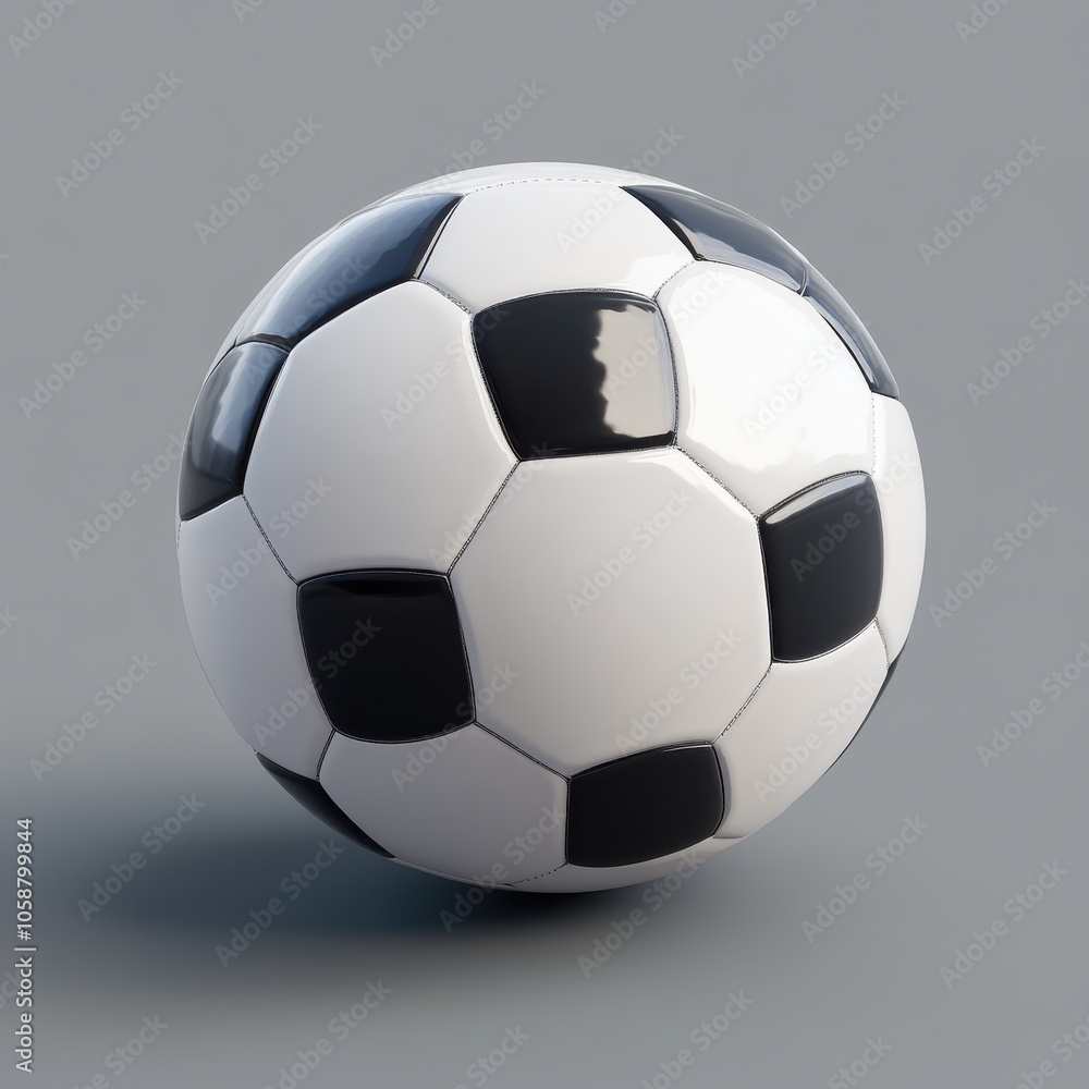 Classic Black and White Soccer Ball on Gray Background Classic Black and White Soccer Ball on Gray Background