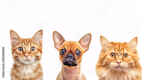 Wallpaper Mural Portrait of two cute dogs and a cat isolated against a white background. Torontodigital.ca