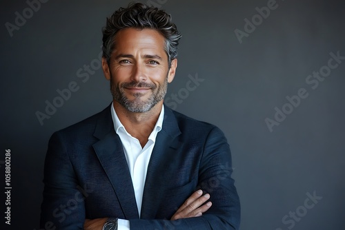 Smiling Businessman in Blue Suit and White Shirt Portrait1