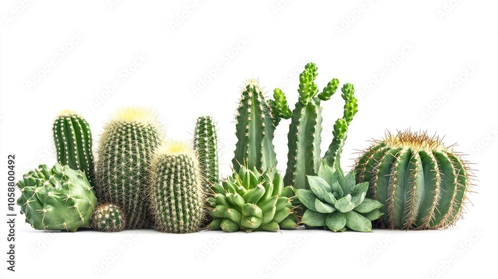 Cactus isolated against a clean white background, perfect for highlighting the unique characteristics of the cactus. This cactus image offers ample copy space for your design needs.