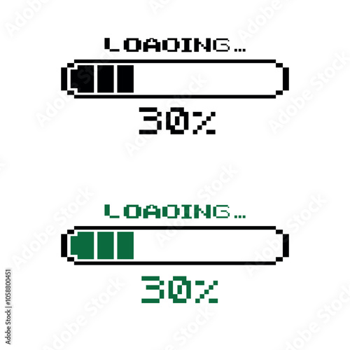 Different colored loading bars at 30% loaded for websites and graphic resources.