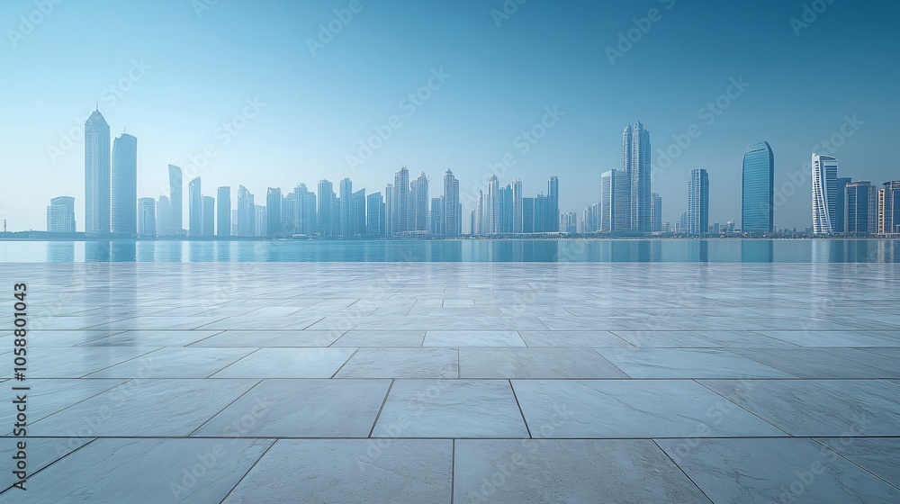 Nighttime City Center with Platforms, Roads, Parking Lot, and Brick Pavement for Car Advertisement Background Nighttime City Center with Platforms, Roads, Parking Lot, and Brick Pavement for Car Advertisement Background