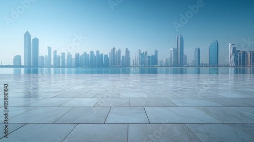 Nighttime City Center with Platforms, Roads, Parking Lot, and Brick Pavement for Car Advertisement Background